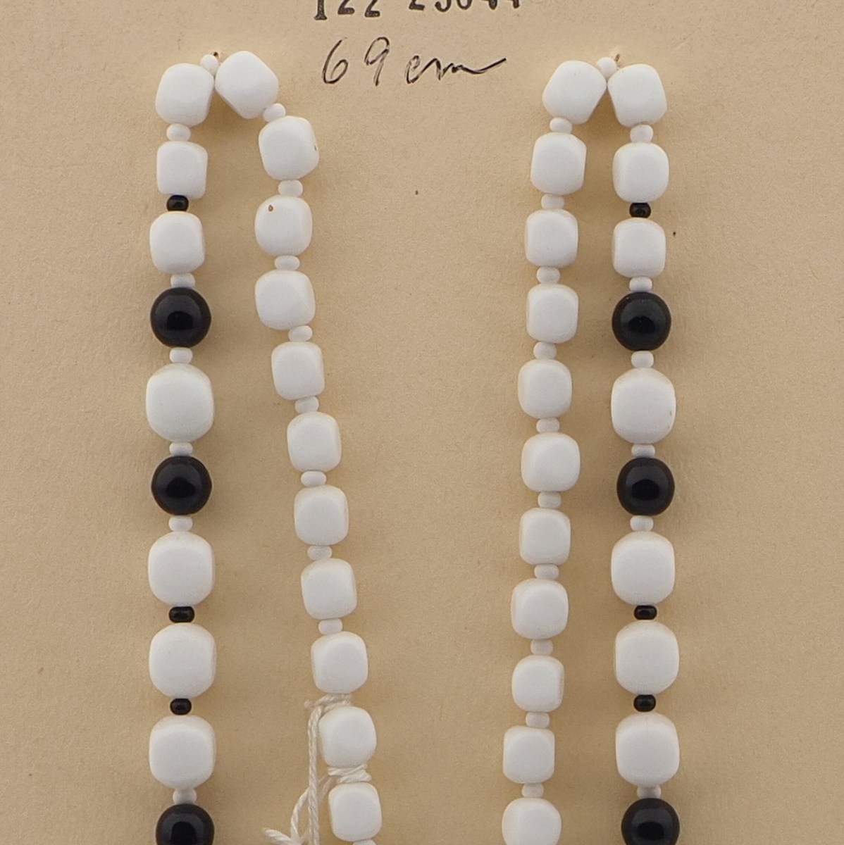 Vintage Czech necklace black white round cube glass beads