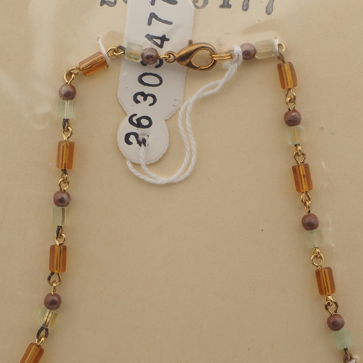 Vintage Czech link necklace pentagon bugle round glass beads 