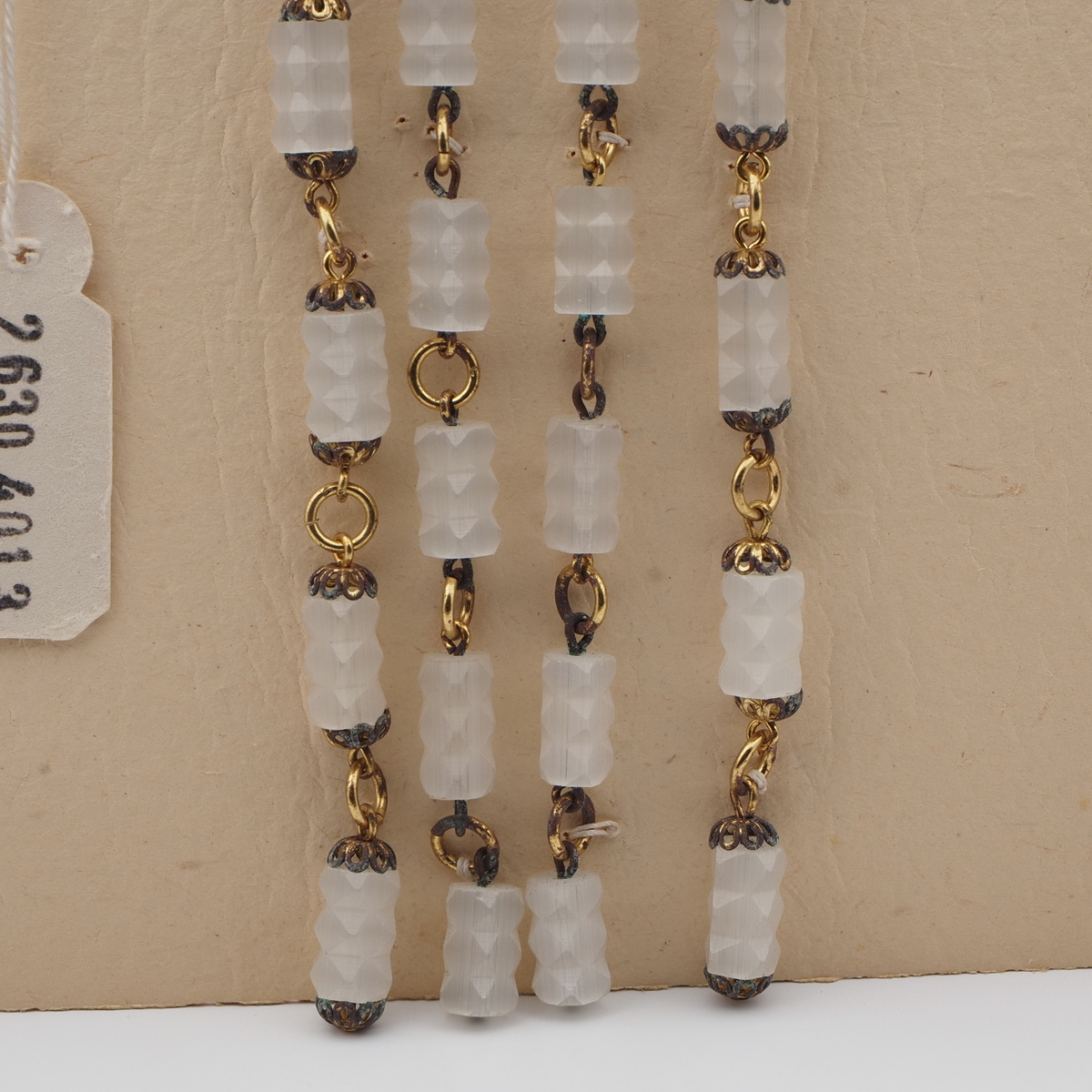 Vintage Czech tassle necklace crystal satin atlas glass beads 
