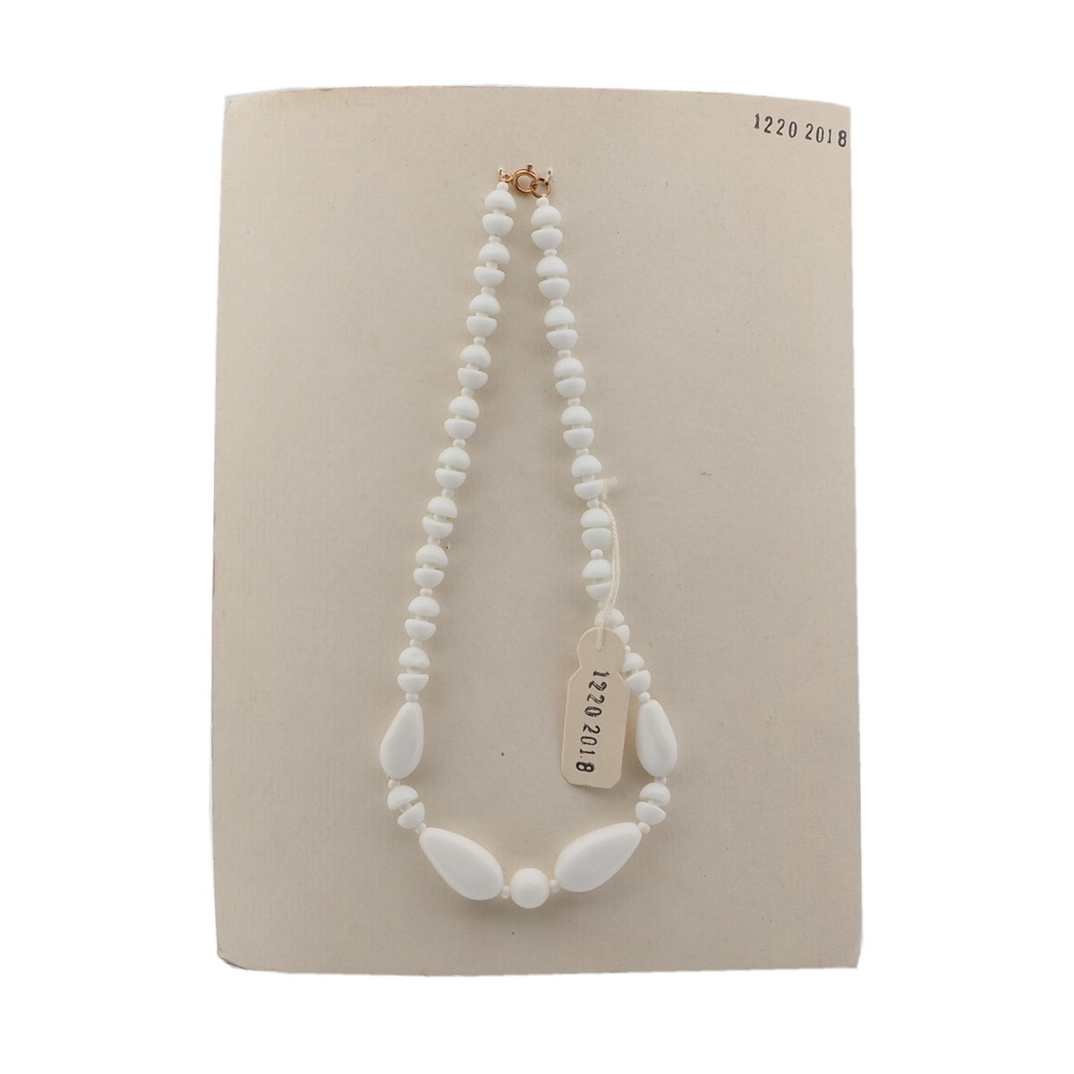 Vintage Czech necklace white teardrop cup glass beads 