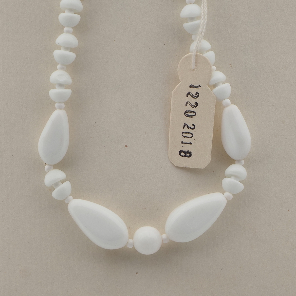 Vintage Czech necklace white teardrop cup glass beads 