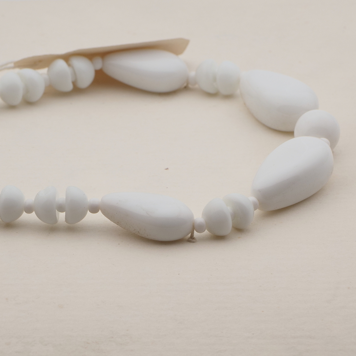 Vintage Czech necklace white teardrop cup glass beads 