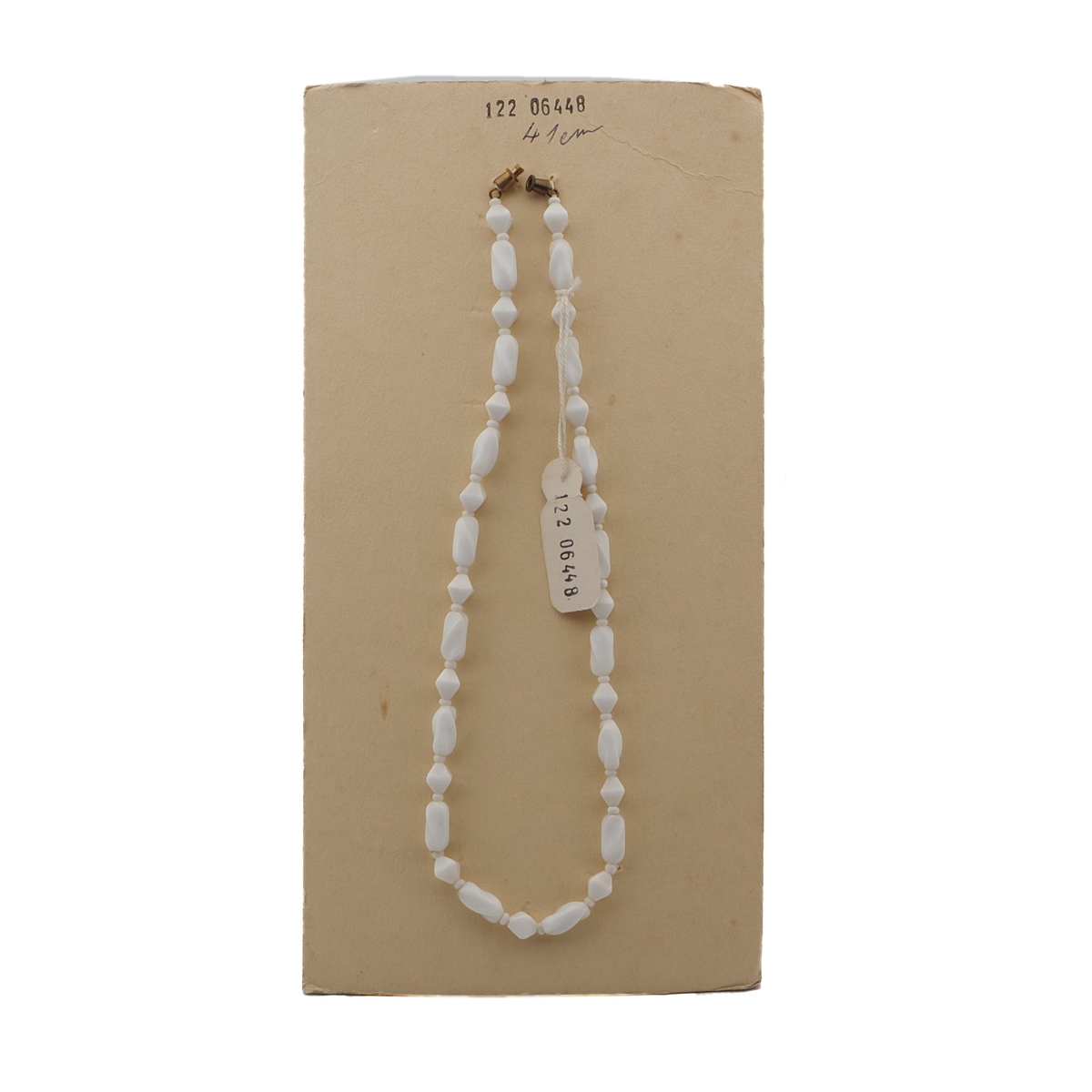 Vintage Czech necklace white bicone rectangle twist glass beads 