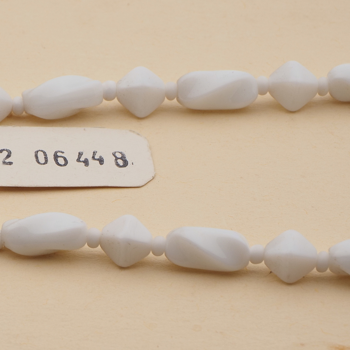 Vintage Czech necklace white bicone rectangle twist glass beads 
