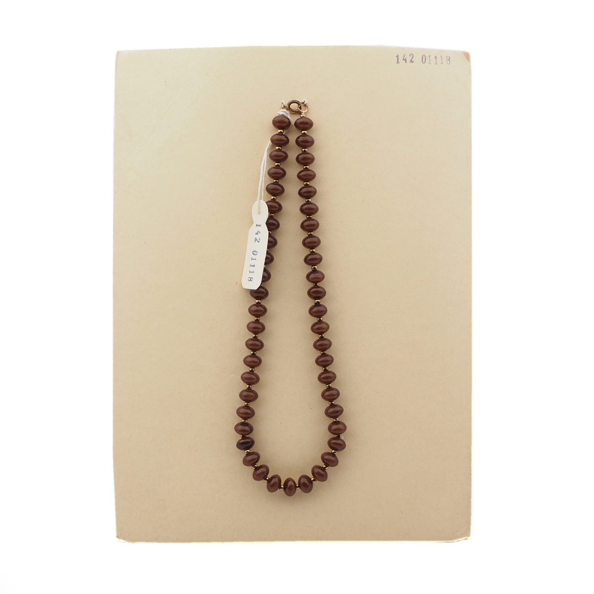 Vintage Czech necklace brown rondelle glass beads 