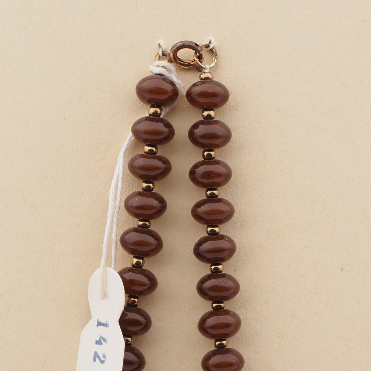 Vintage Czech necklace brown rondelle glass beads 