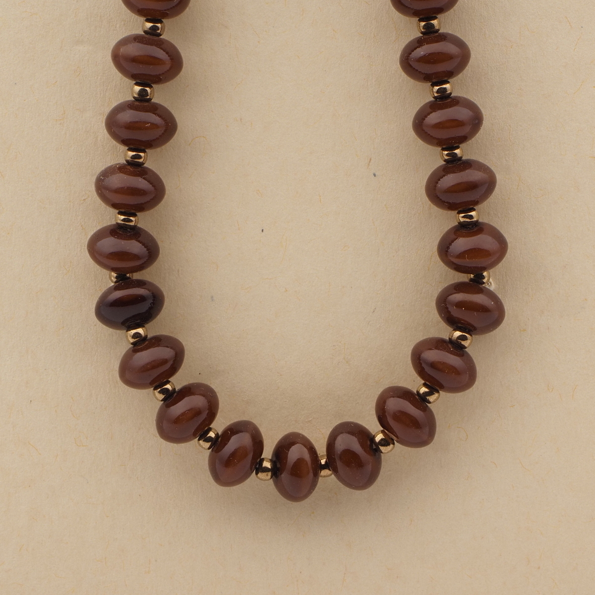 Vintage Czech necklace brown rondelle glass beads 