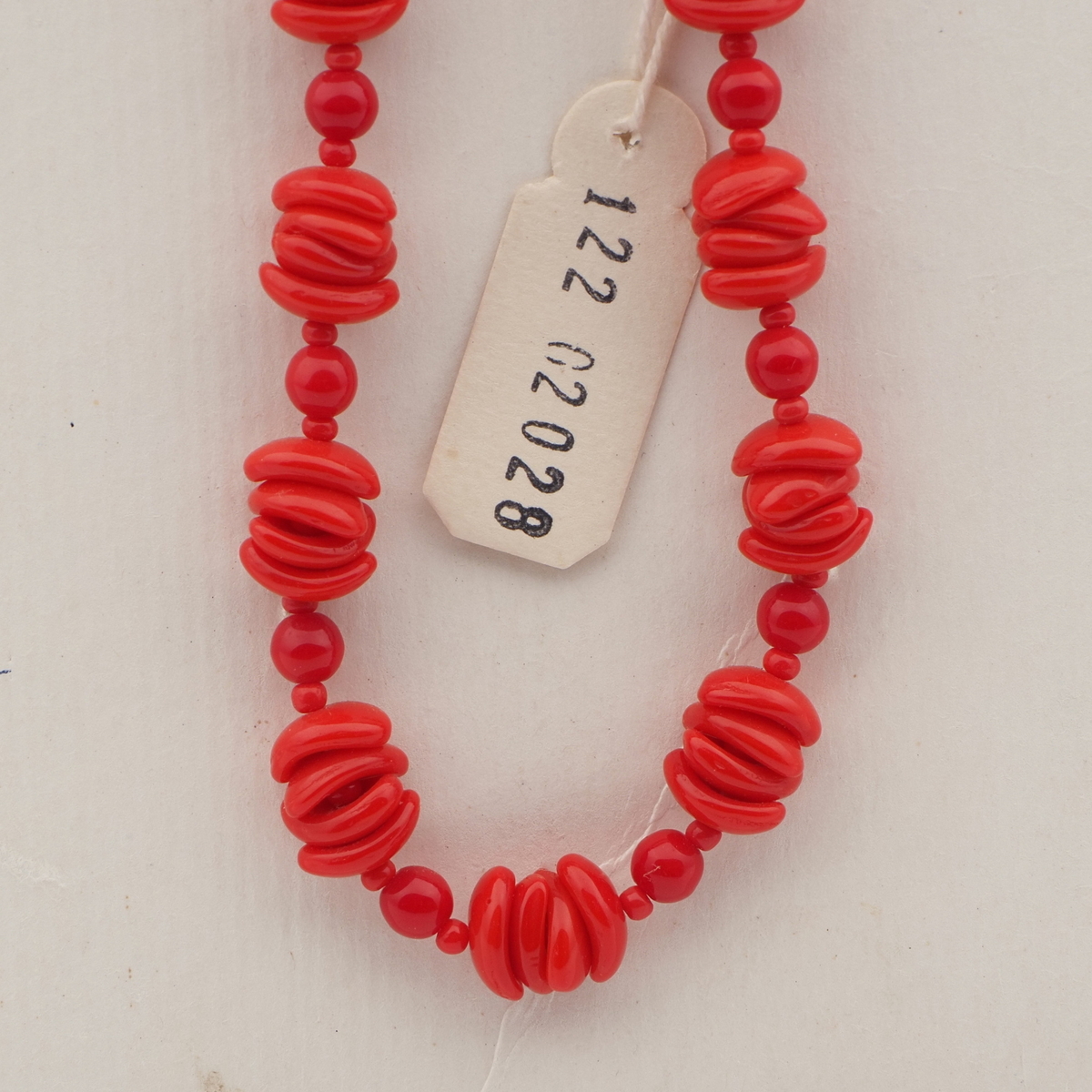 Vintage Czech necklace red arc round glass beads 