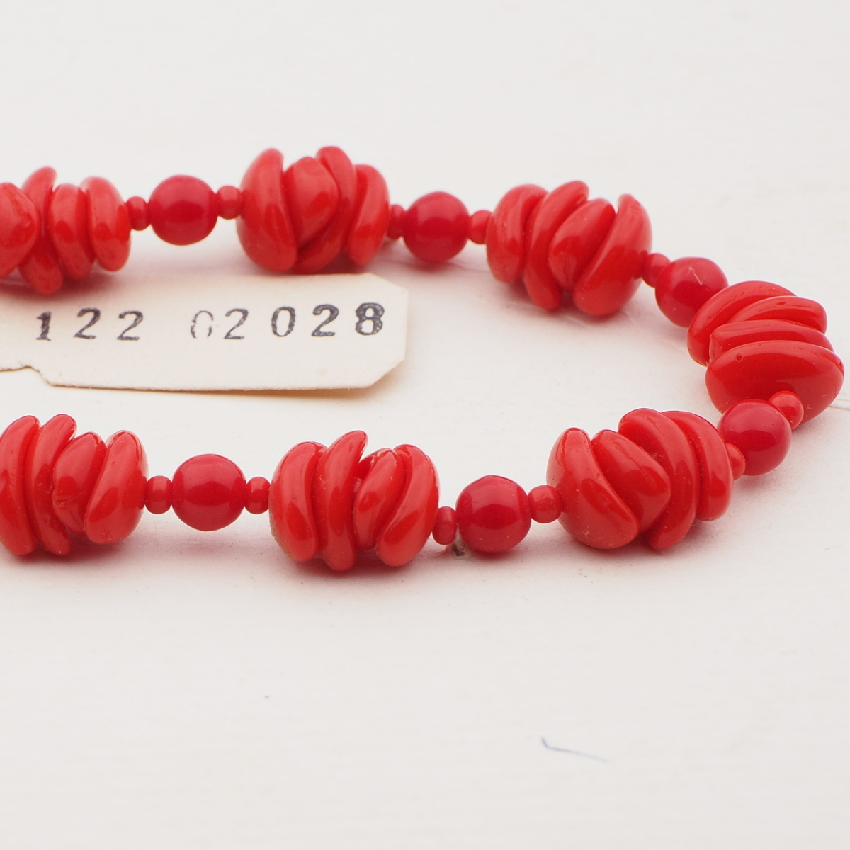 Vintage Czech necklace red arc round glass beads 