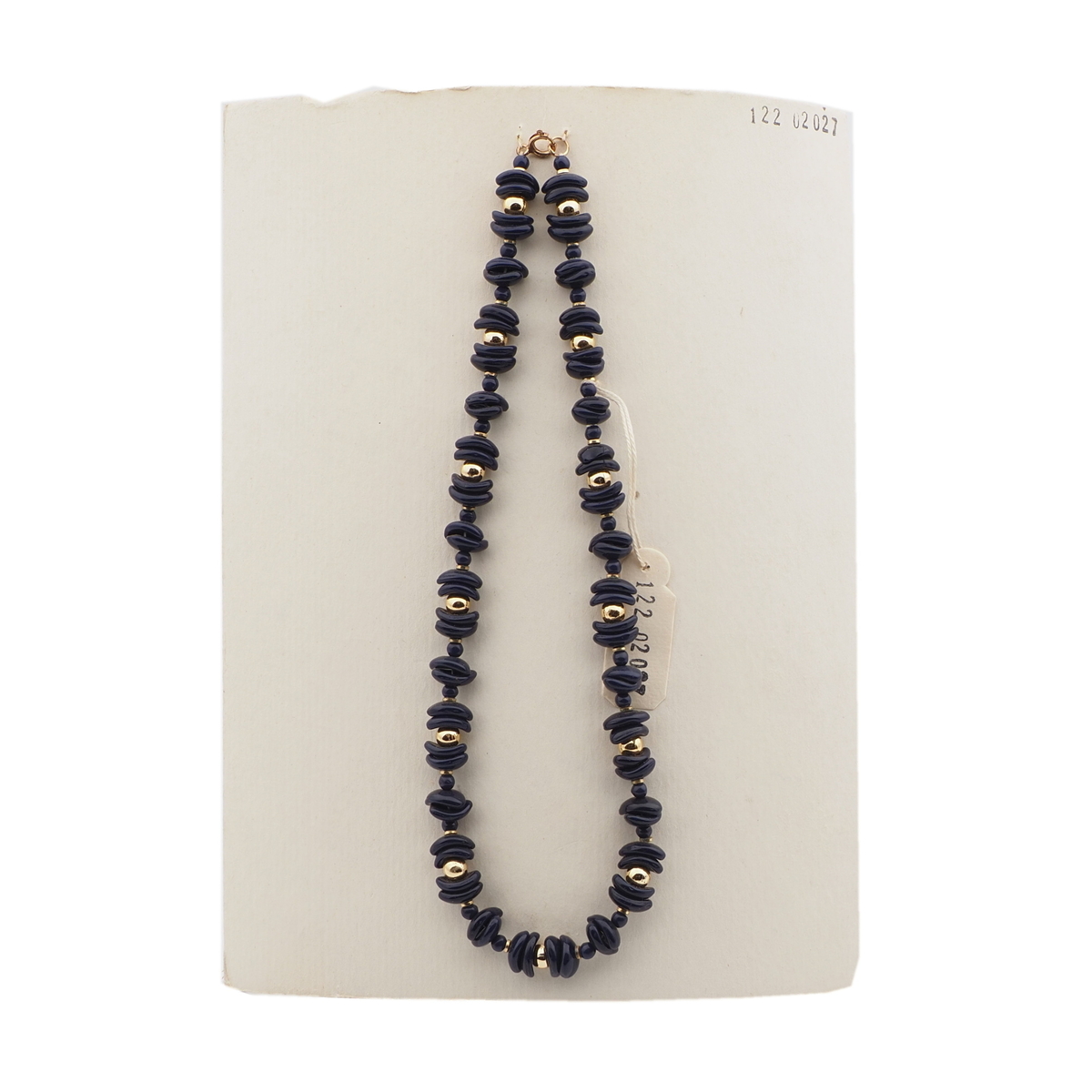 Vintage Czech necklace blue arc round glass beads 