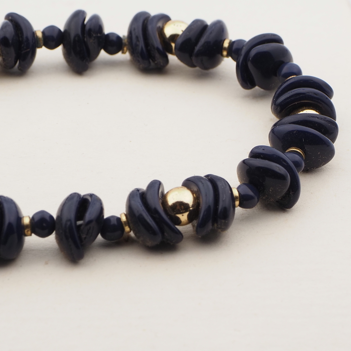 Vintage Czech necklace blue arc round glass beads 