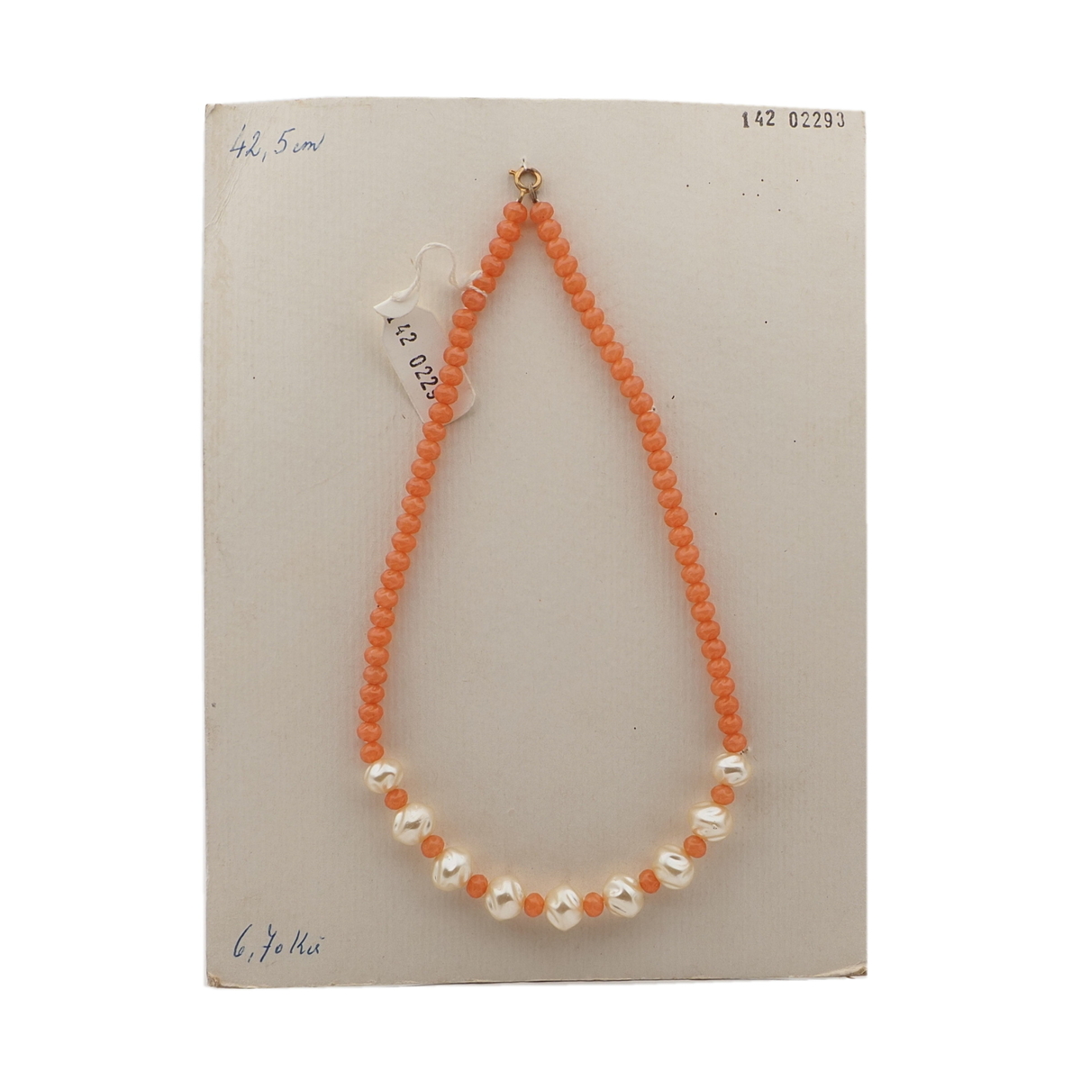 Vintage Czech necklace orange opaline pearl glass beads 