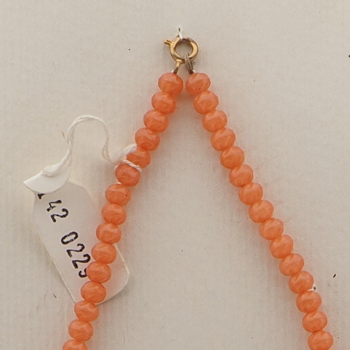Vintage Czech necklace orange opaline pearl glass beads 