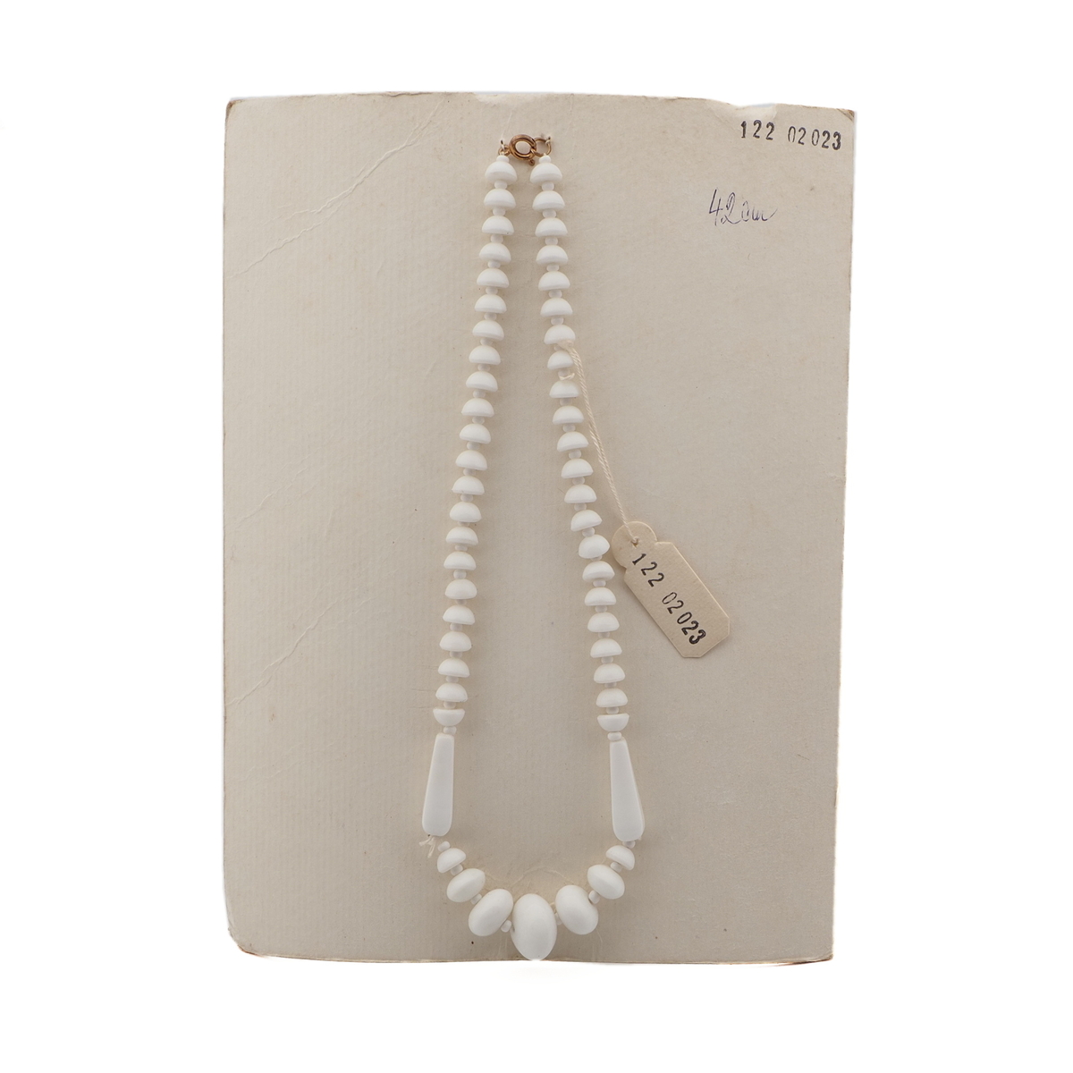 Vintage Czech necklace white cup rondelle teardrop glass beads