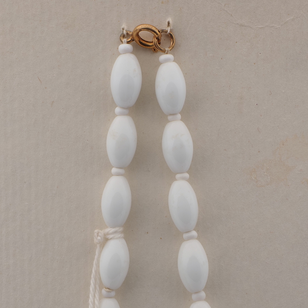Vintage Czech necklace white rondelle oval glass beads 16"
