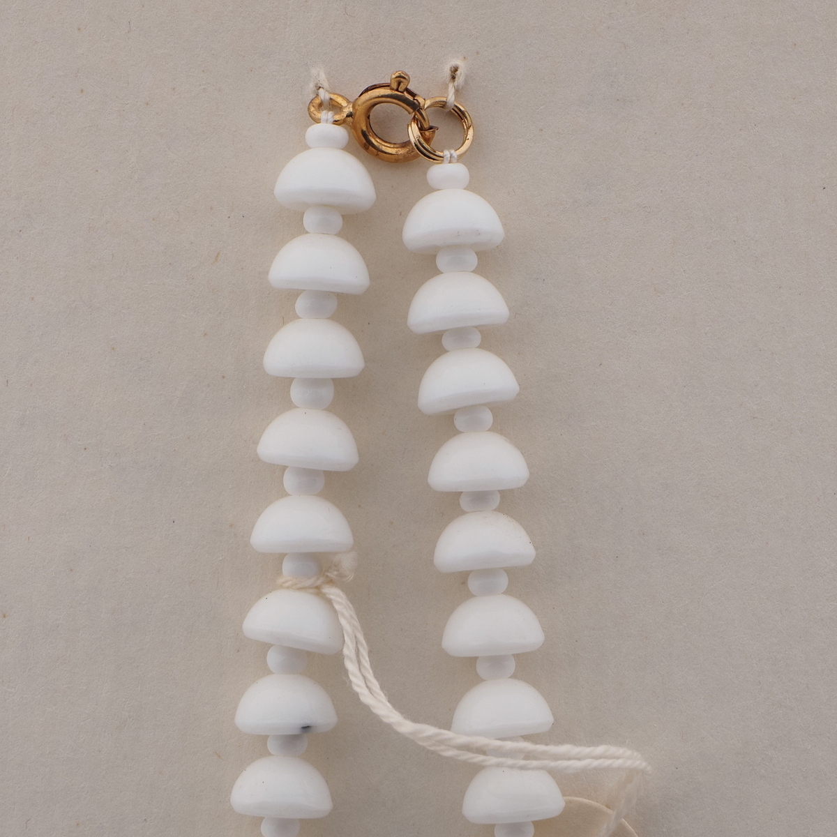 Vintage Czech necklace white cup rondelle glass beads 16"