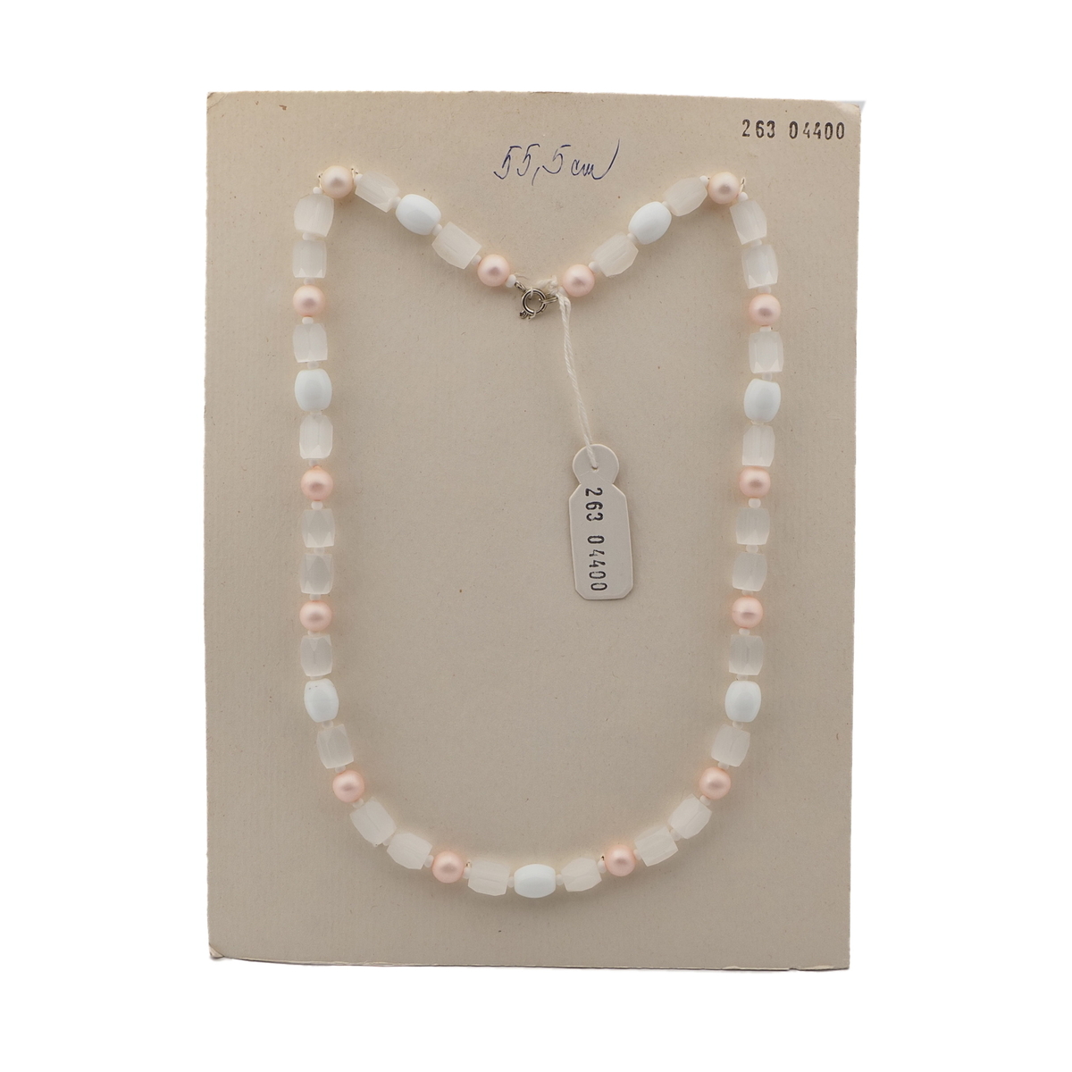 Vintage Czech necklace pearl white satin atlas glass beads 