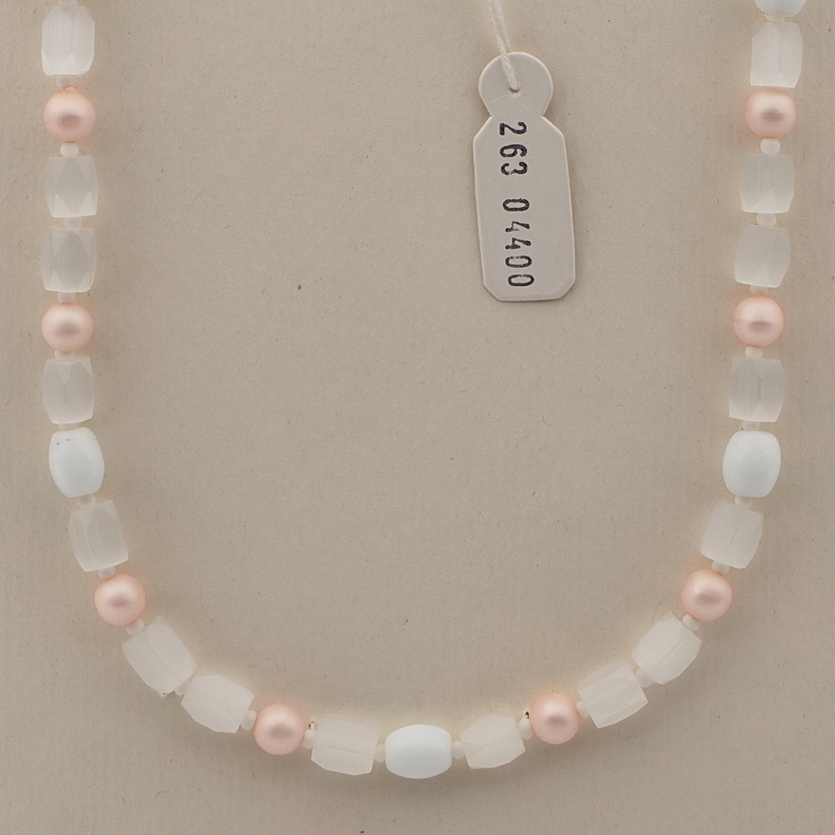 Vintage Czech necklace pearl white satin atlas glass beads 