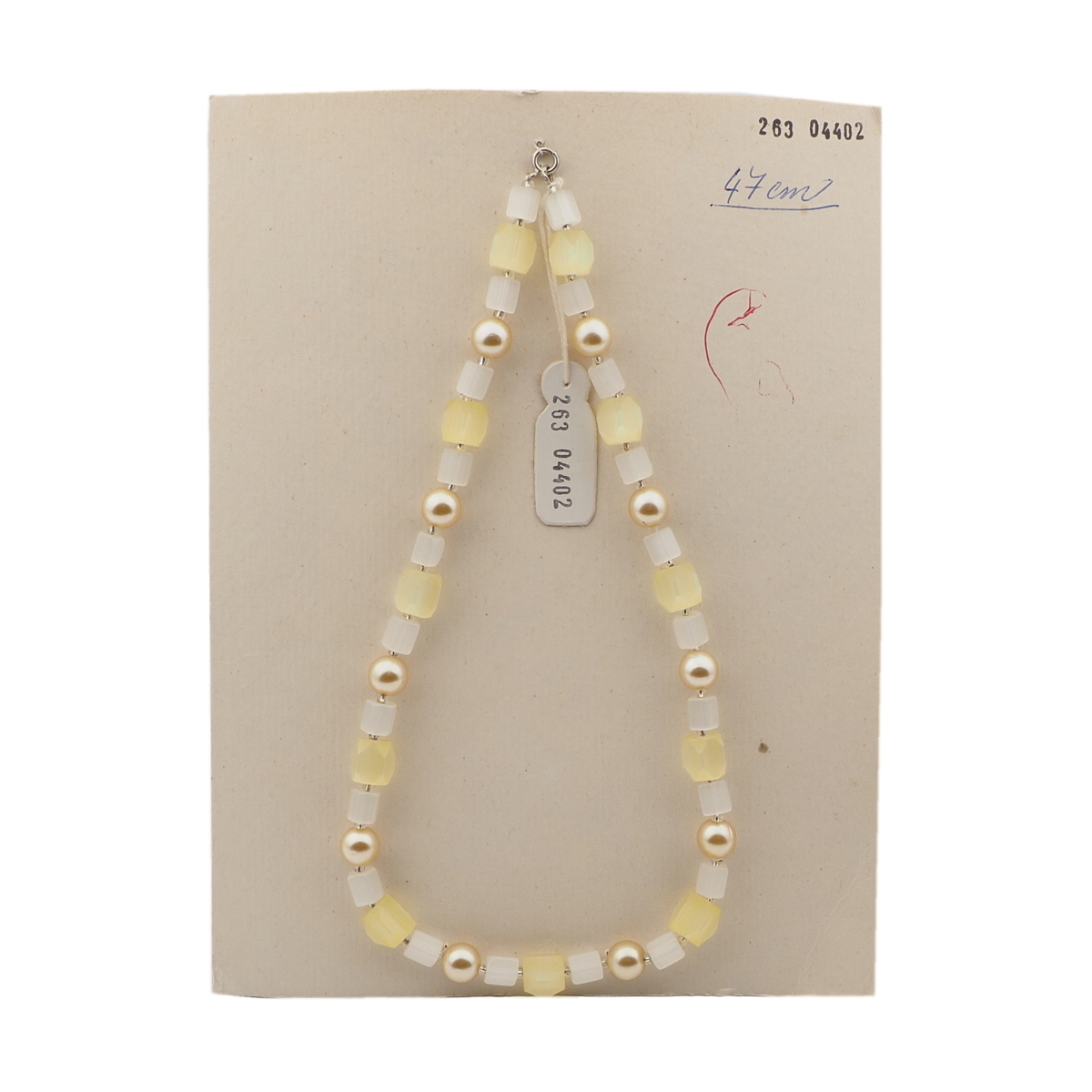 Vintage Czech necklace pearl frost yellow satin atlas glass beads 