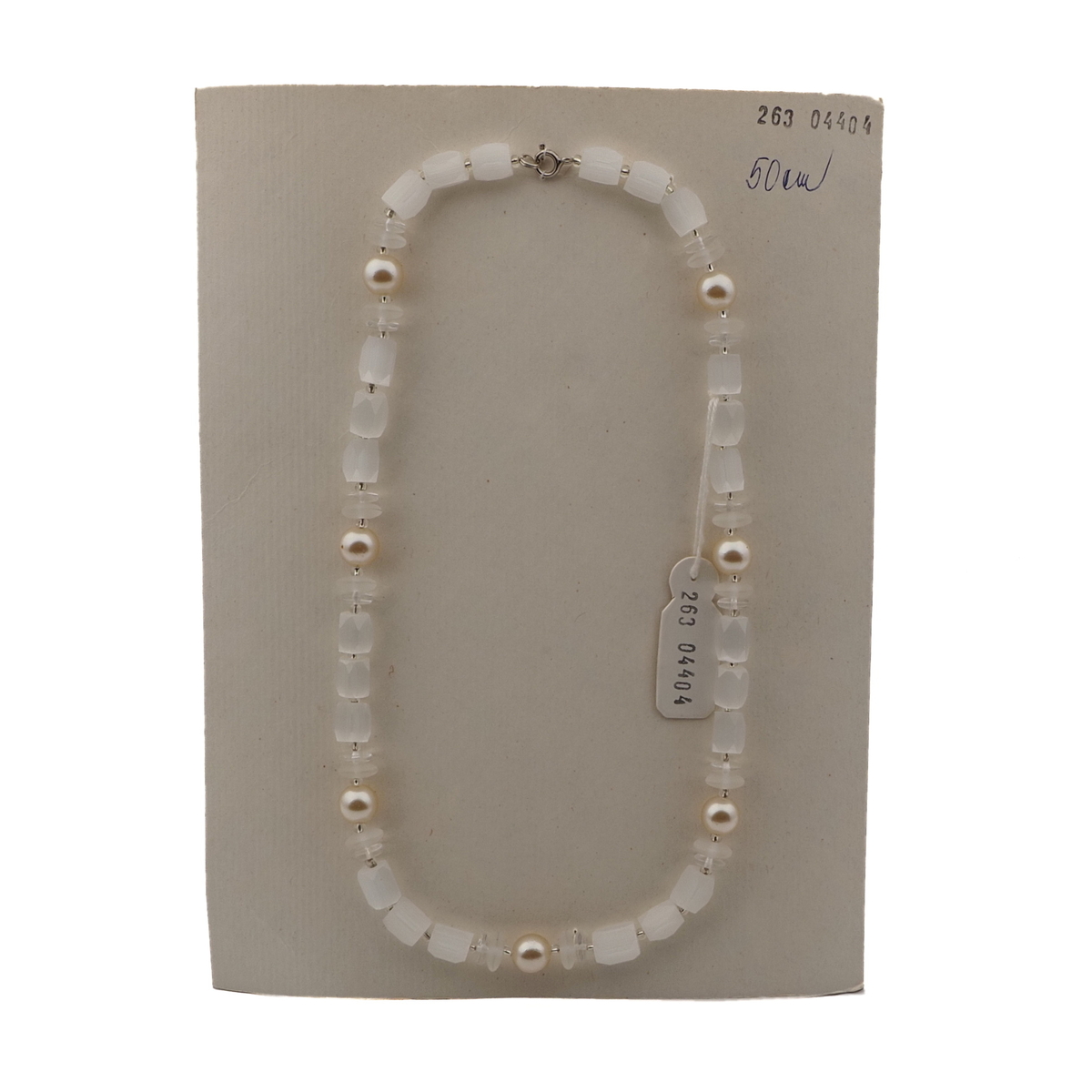 Vintage Czech necklace pearl frost satin atlas clear glass beads 