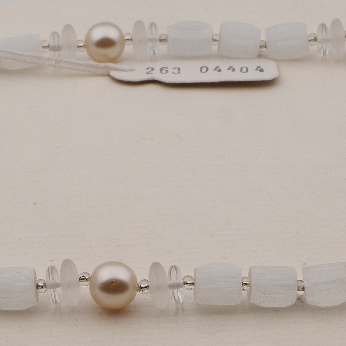 Vintage Czech necklace pearl frost satin atlas clear glass beads 