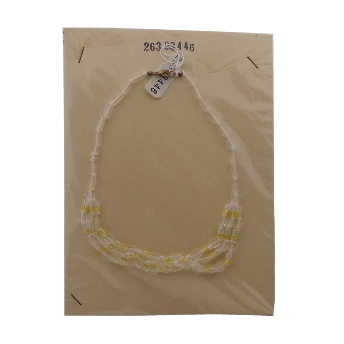 Vintage Czech necklace pearl yellow clear pentagon glass beads 