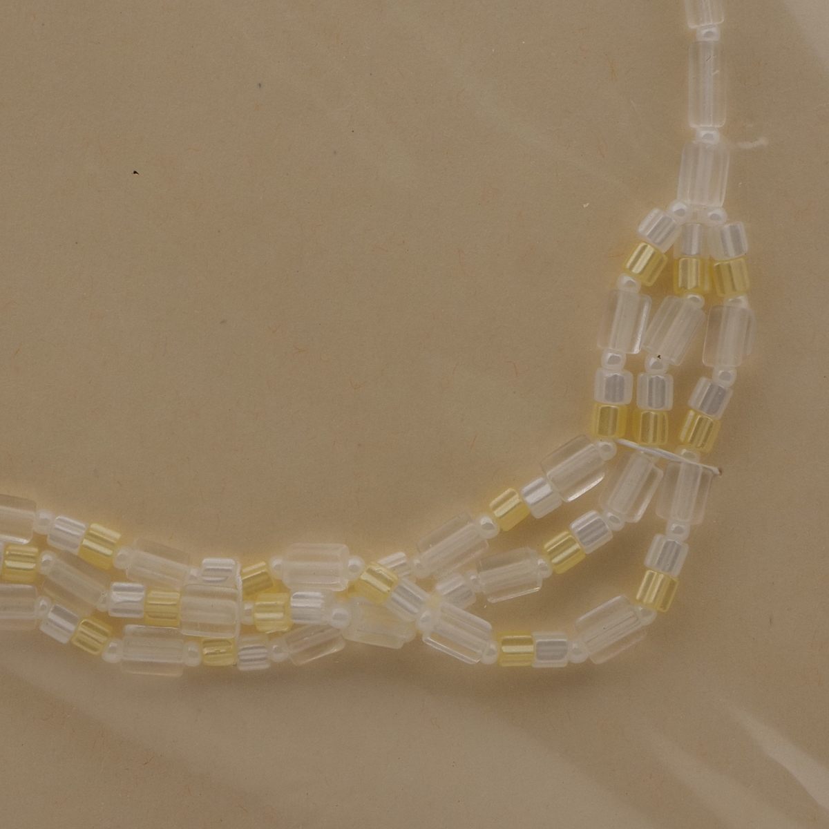 Vintage Czech necklace pearl yellow clear pentagon glass beads 