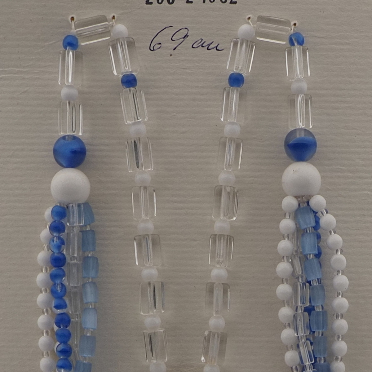 Vintage Czech 1 to 5 strand necklace clear blue white glass beads 