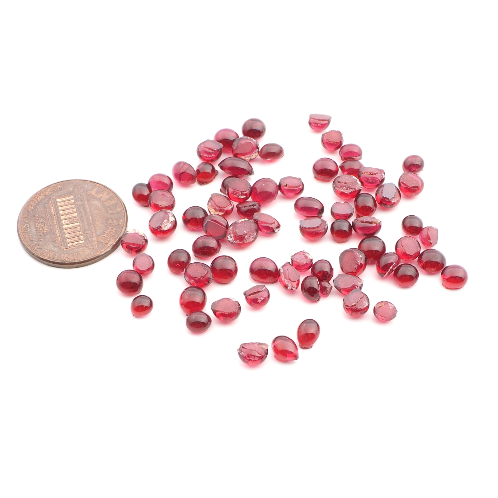 Lot (70) Czech antique cranberry pink glass cabochon drops 4/5mm