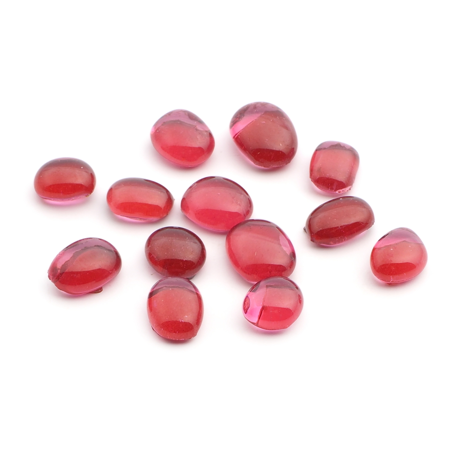 Lot (13) Czech antique cranberry pink glass cabochon drops craft supplies 10-12mm