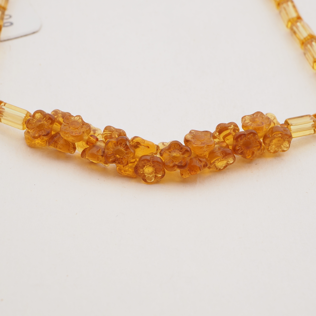 Vintage Czech necklace topaz pentagon flower glass beads 