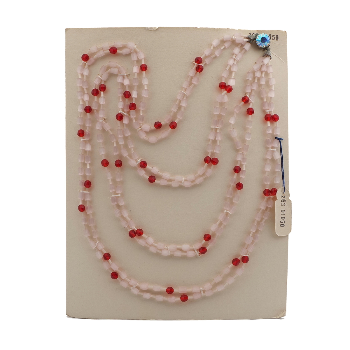 Vintage Czech 4 strand necklace satin atlas red glass beads