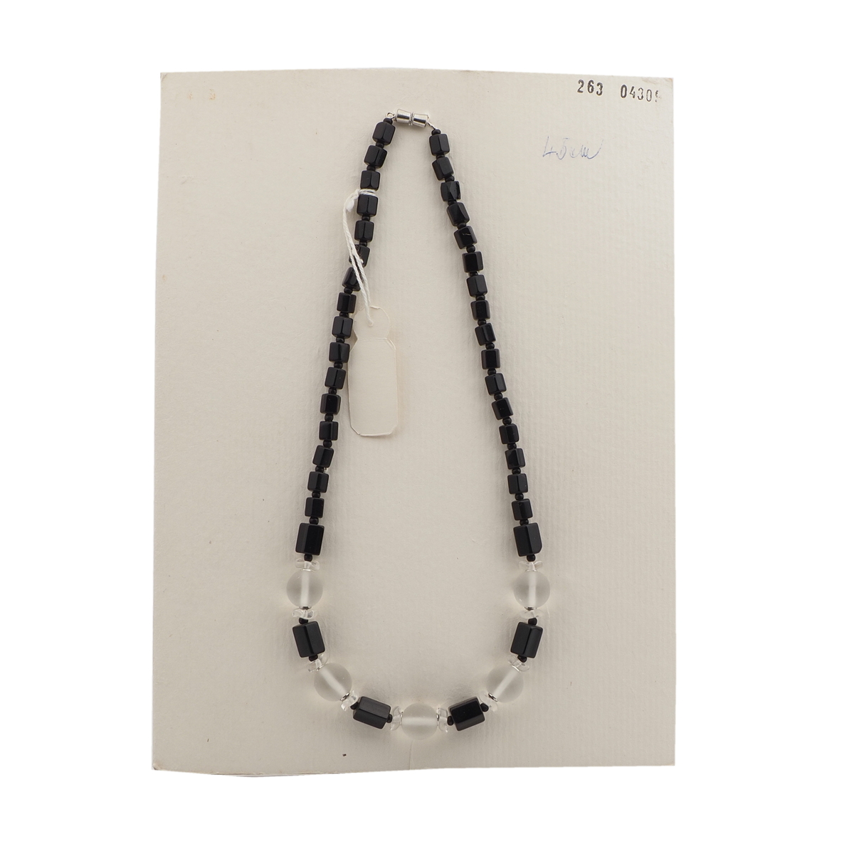 Vintage Czech necklace black clear frost glass beads