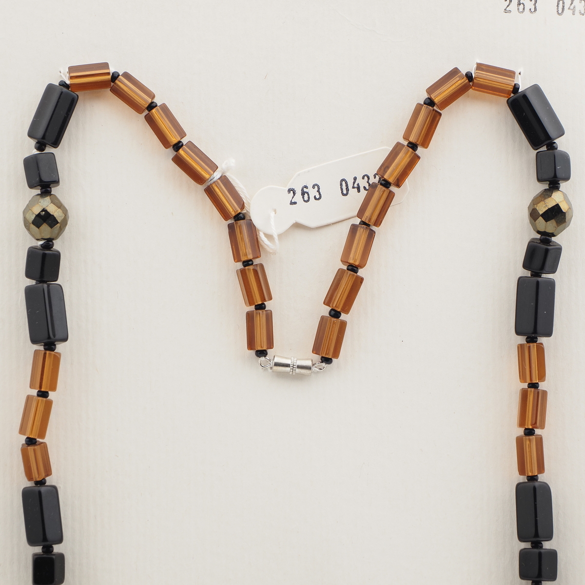 Vintage Czech necklace black topaz bronze glass beads