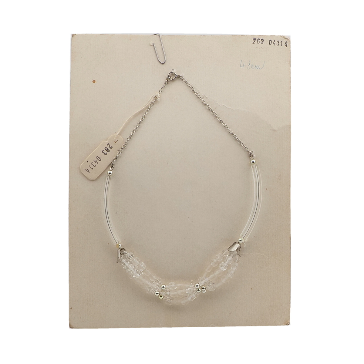 Vintage Czech chain necklace clear pentagon arc round faceted glass beads
