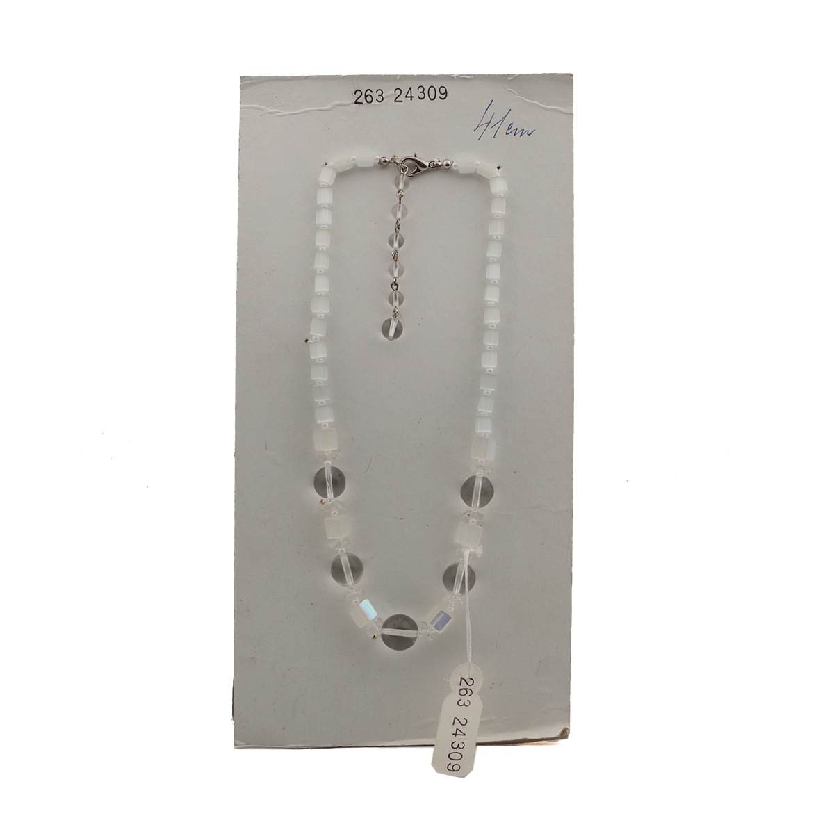 Vintage Czech necklace satin atlas AB clear glass beads