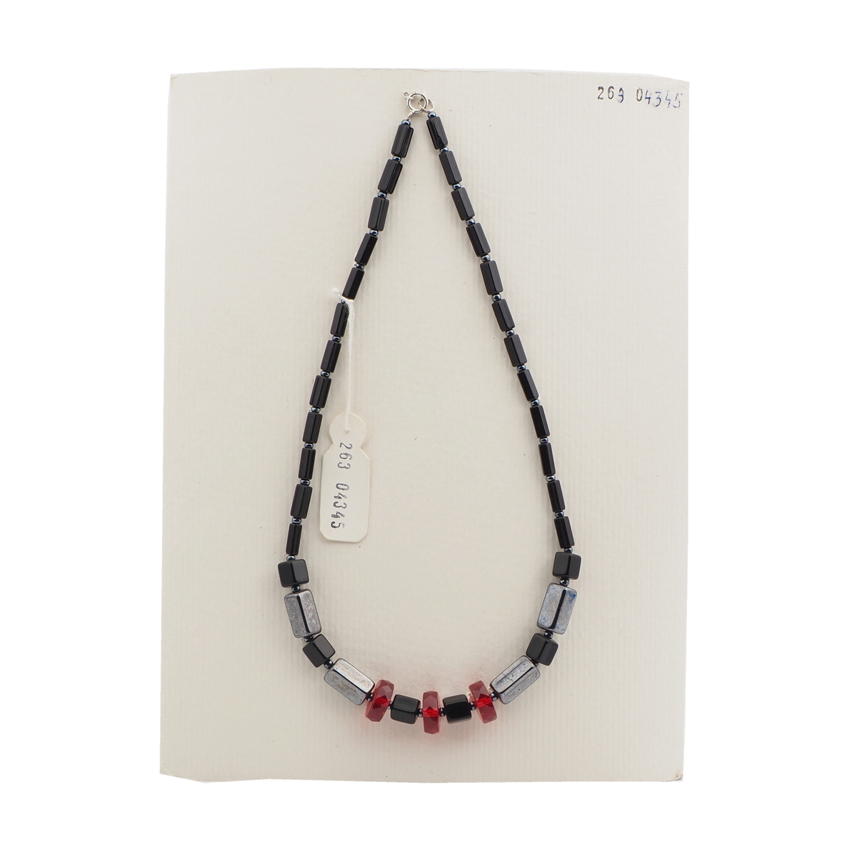 Vintage Czech necklace black silver lustre red glass beads