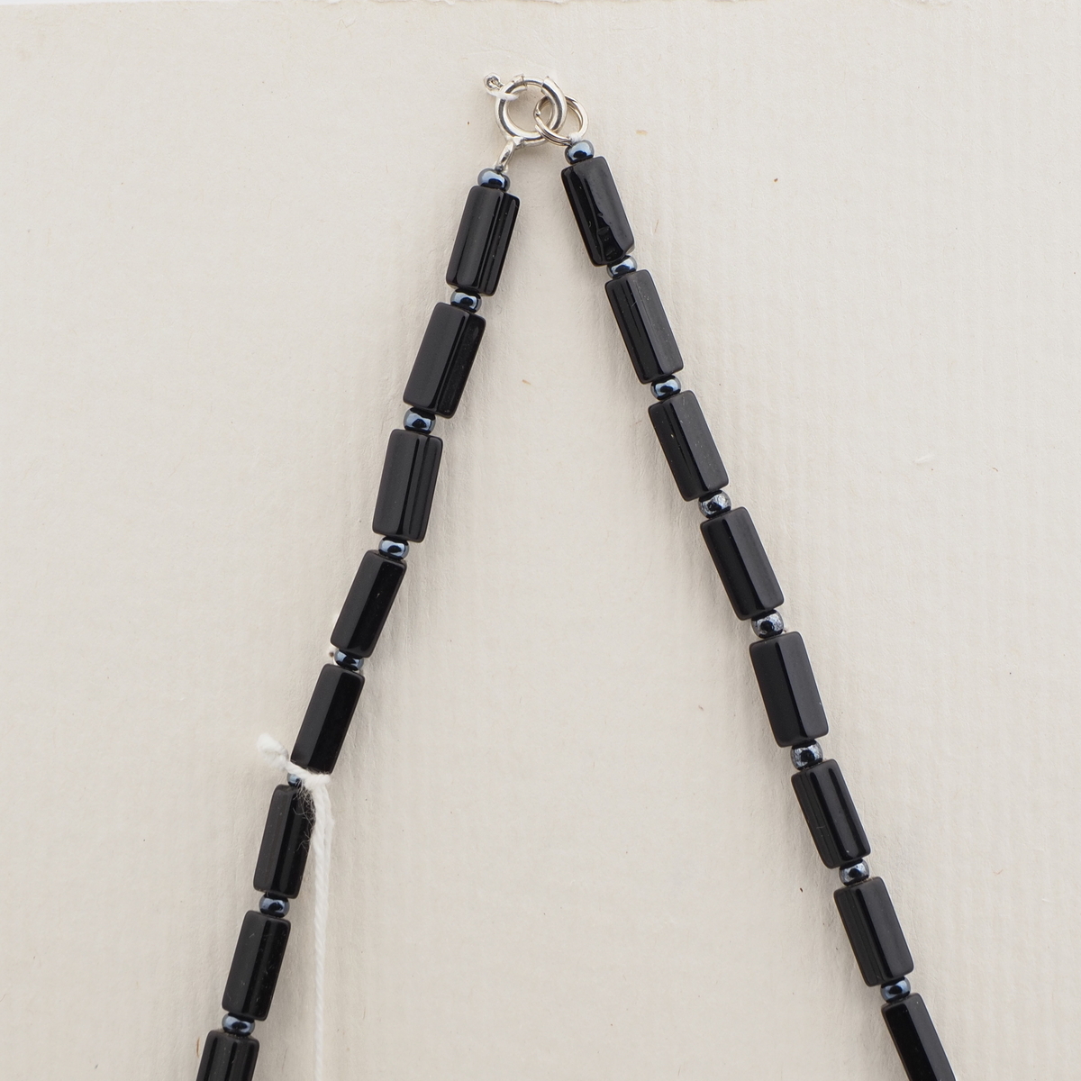 Vintage Czech necklace black silver lustre red glass beads
