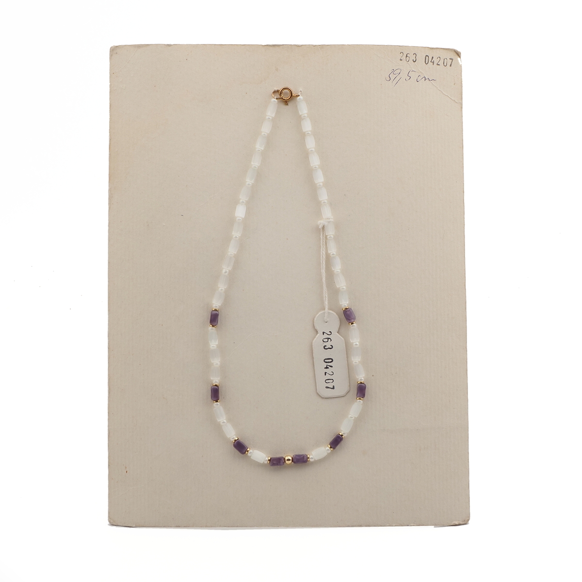 Vintage Czech necklace satin atlas purple satin glass beads