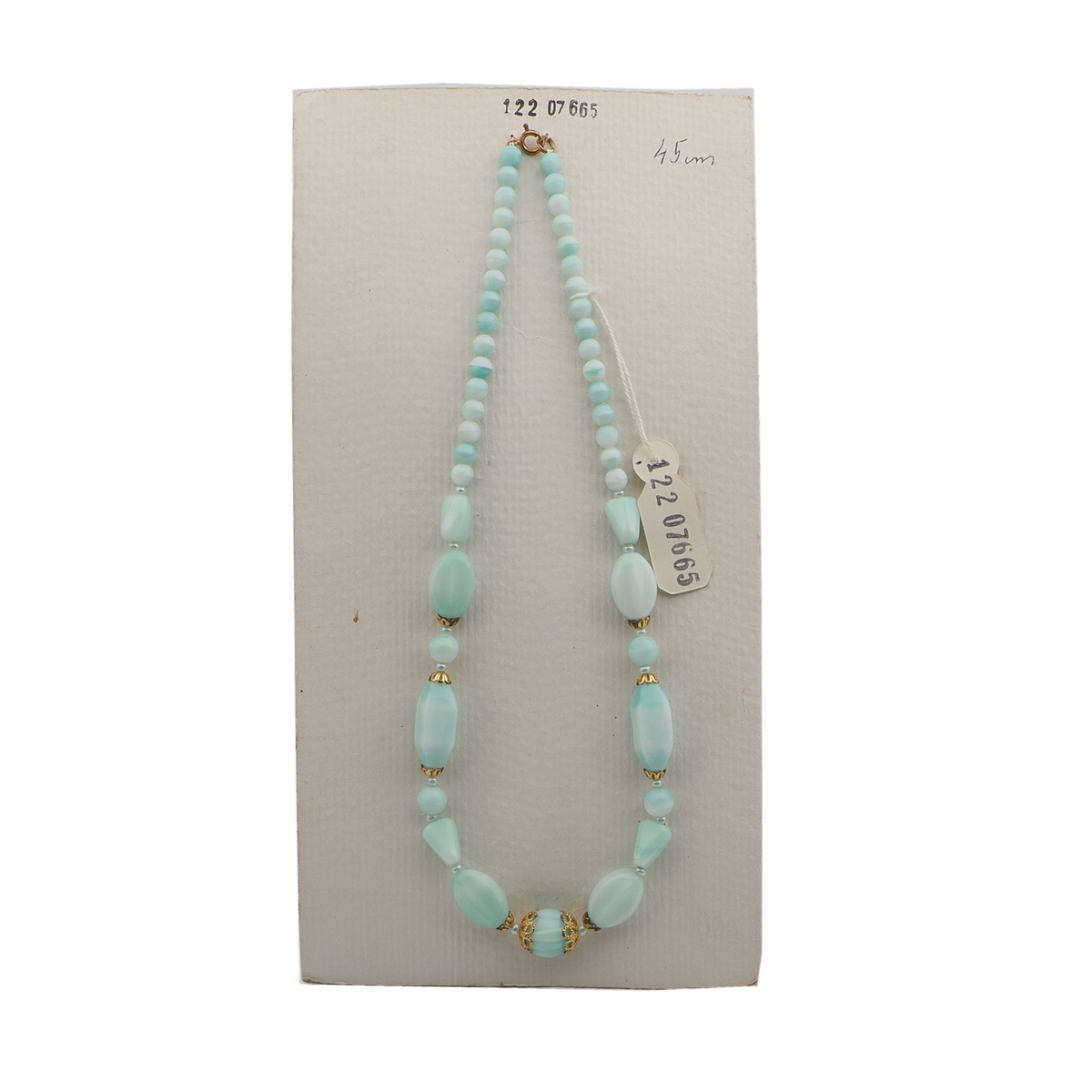 Vintage Czech necklace white uranium vaseline glass beads 