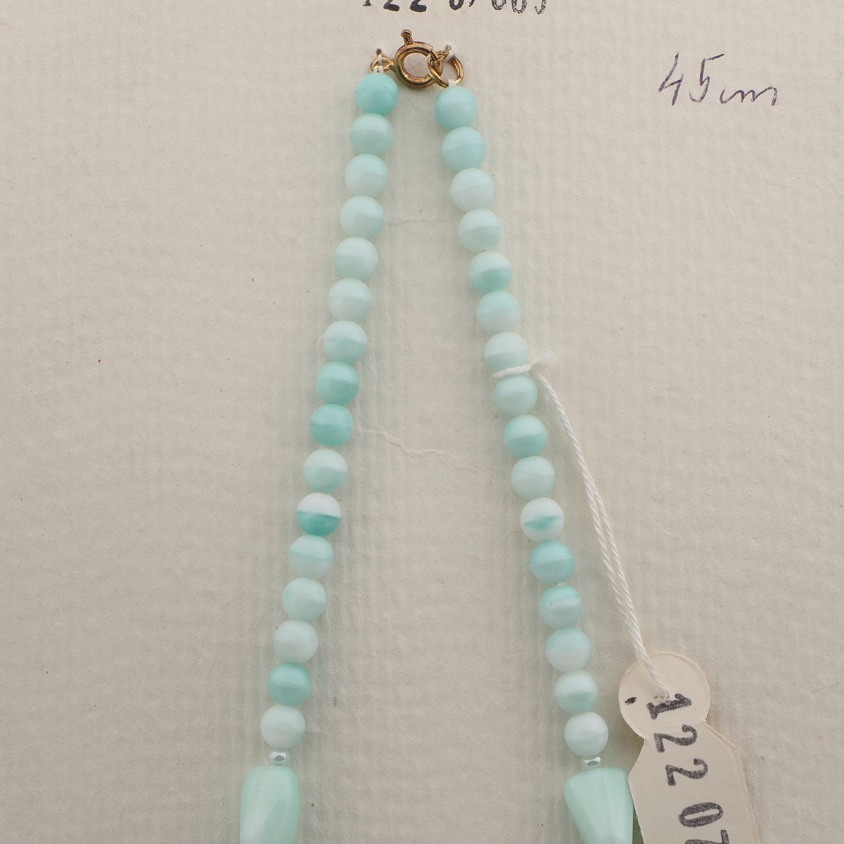 Vintage Czech necklace white uranium vaseline glass beads 