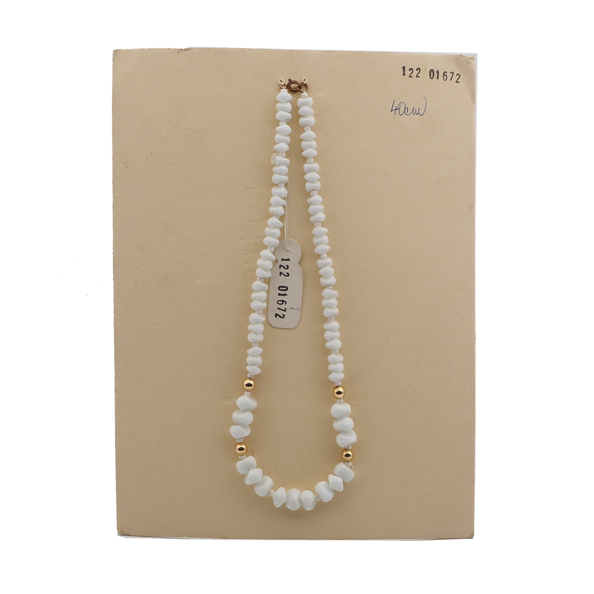 Vintage Czech necklace white nugget glass beads 