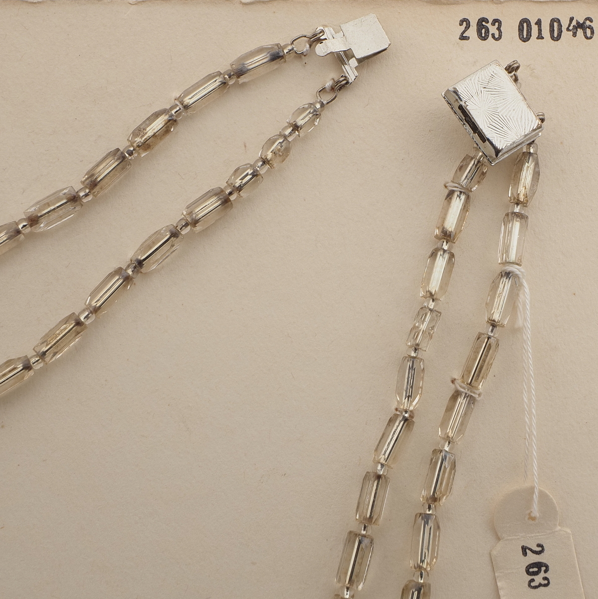 Vintage Czech 2 strand necklace silver lined pentagon glass beads