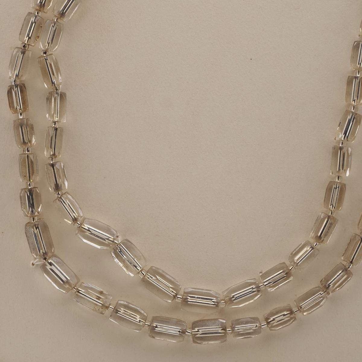 Vintage Czech 2 strand necklace silver lined pentagon glass beads