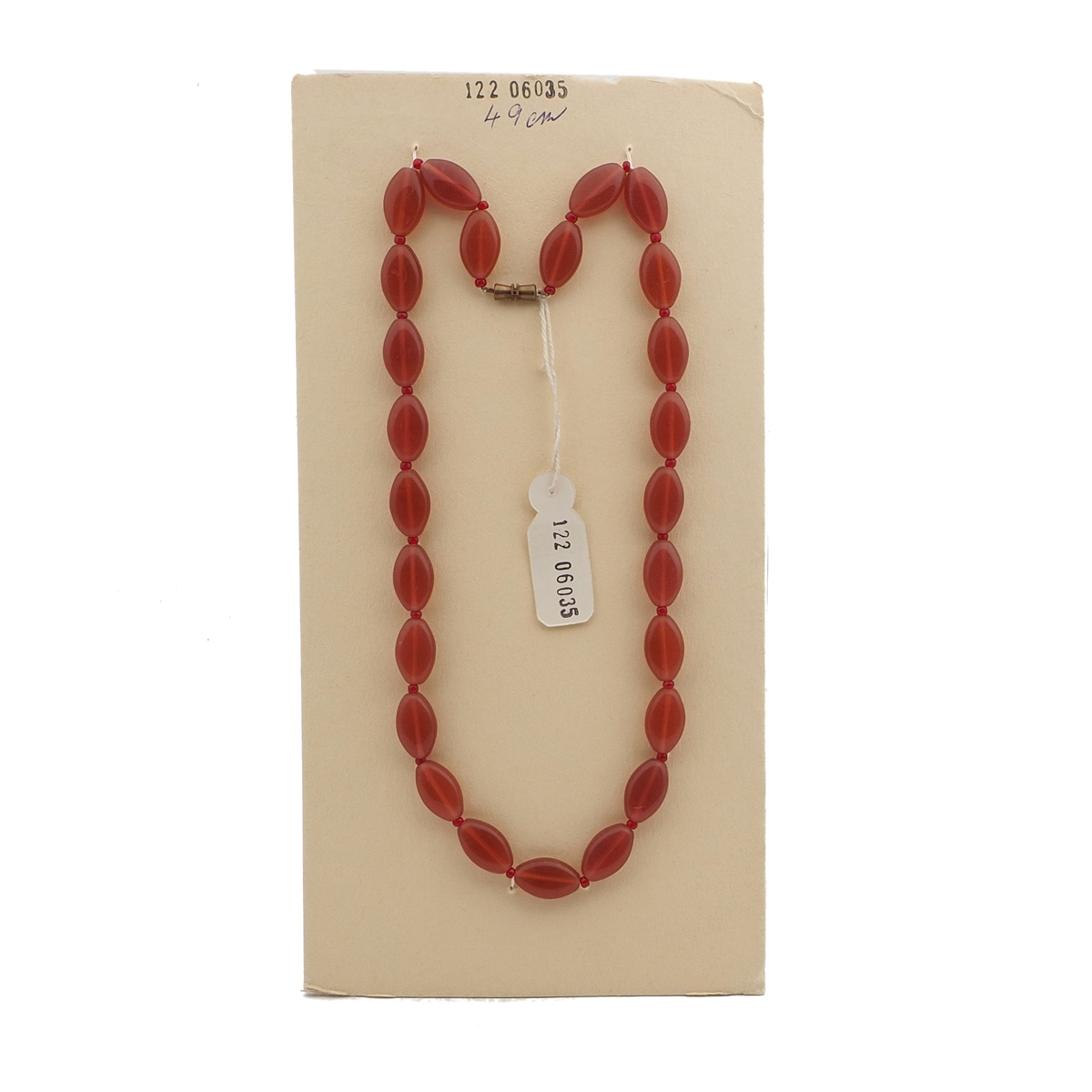Vintage Czech necklace carnelian opaline oval glass beads 