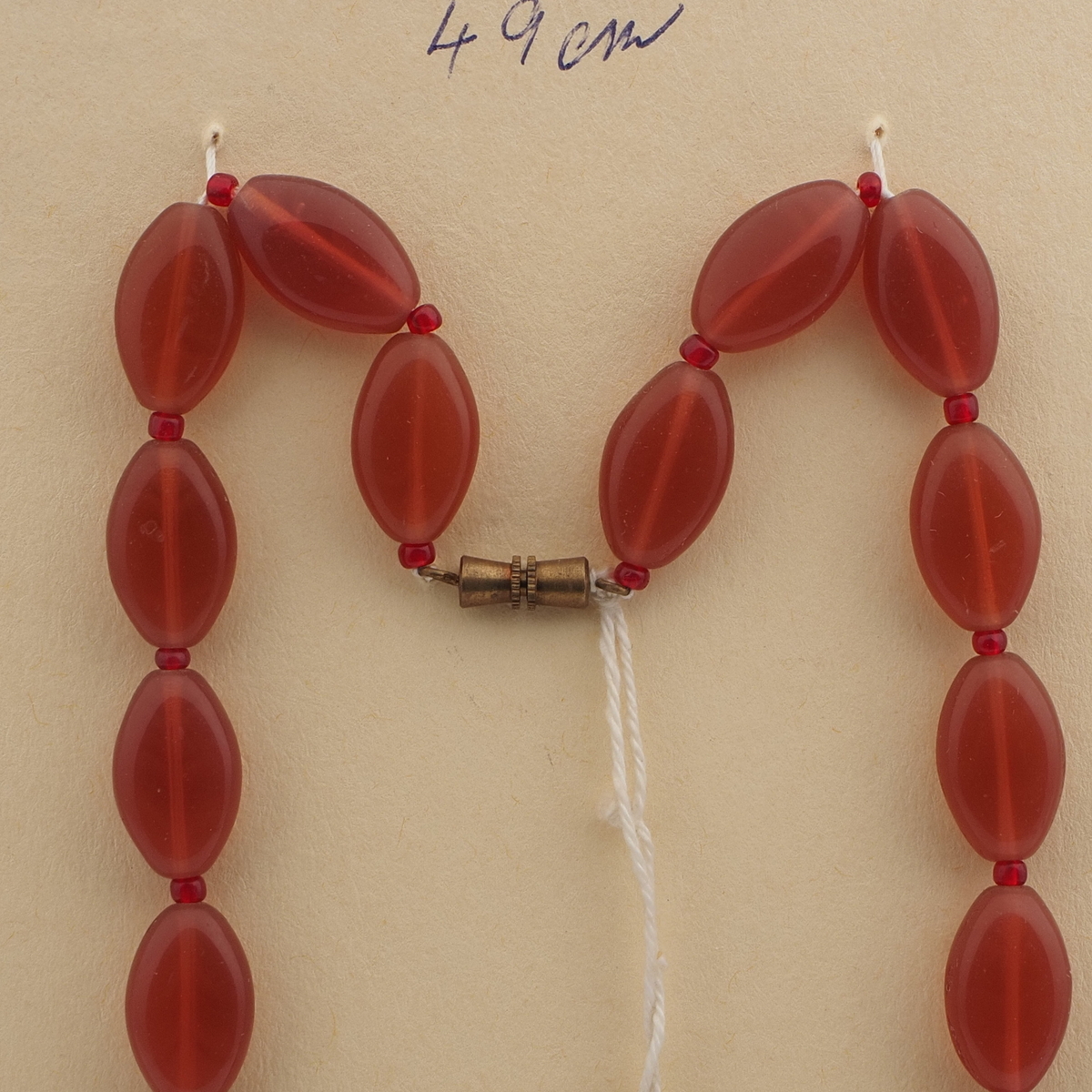 Vintage Czech necklace carnelian opaline oval glass beads 