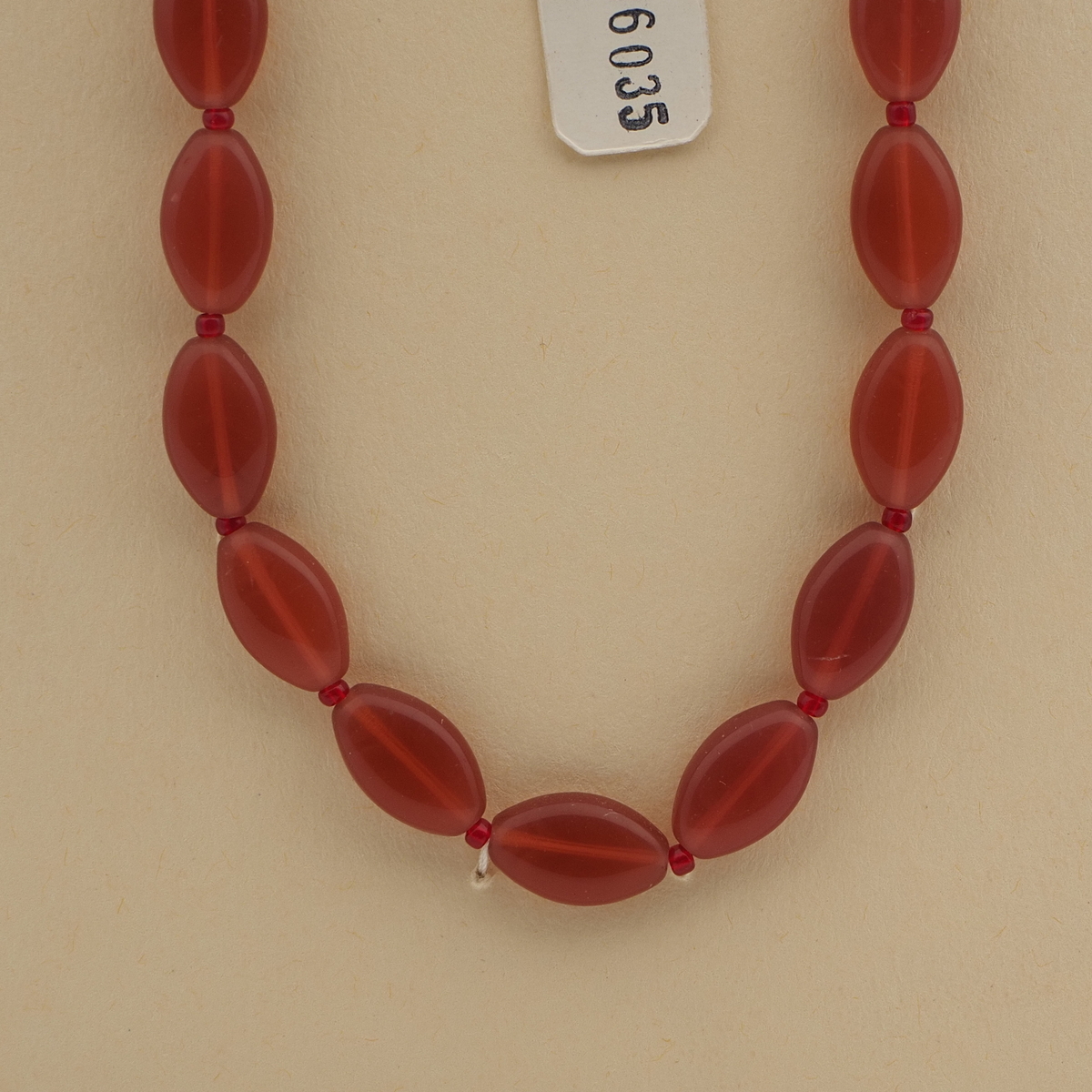 Vintage Czech necklace carnelian opaline oval glass beads 