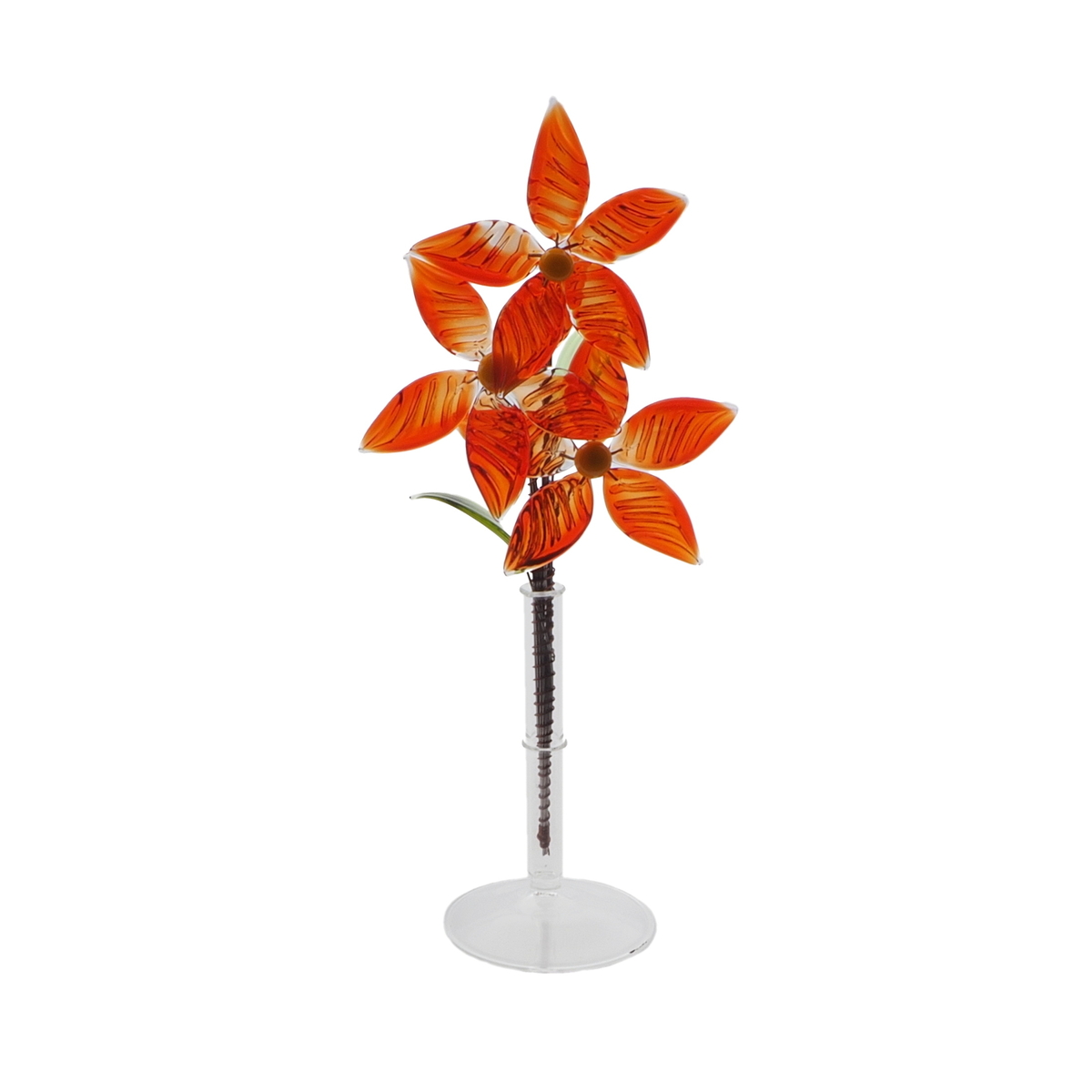 Czech lampwork glass bead red flower stem vase ornament