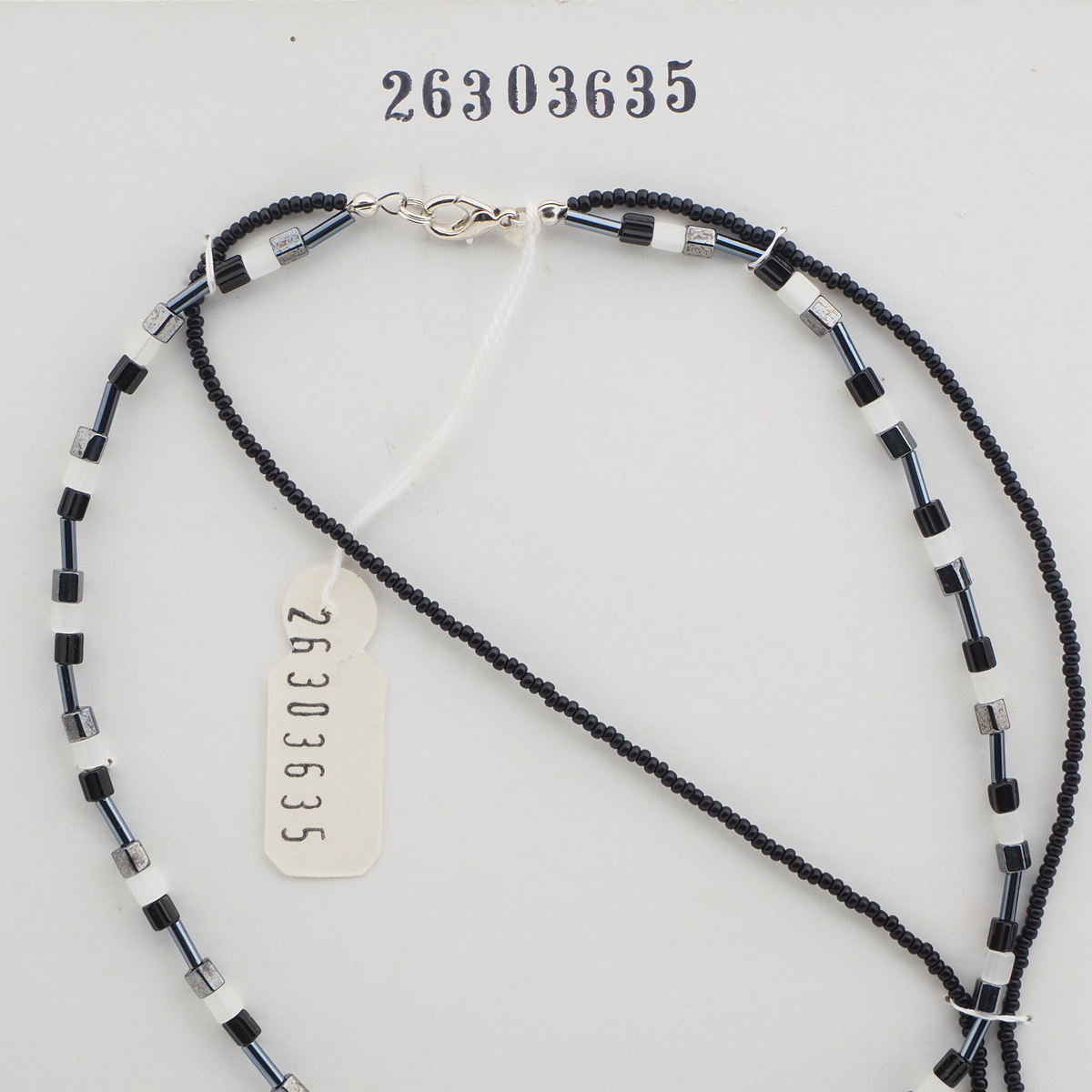 Vintage Czech 2 strand tassle necklace black satin atlas glass beads