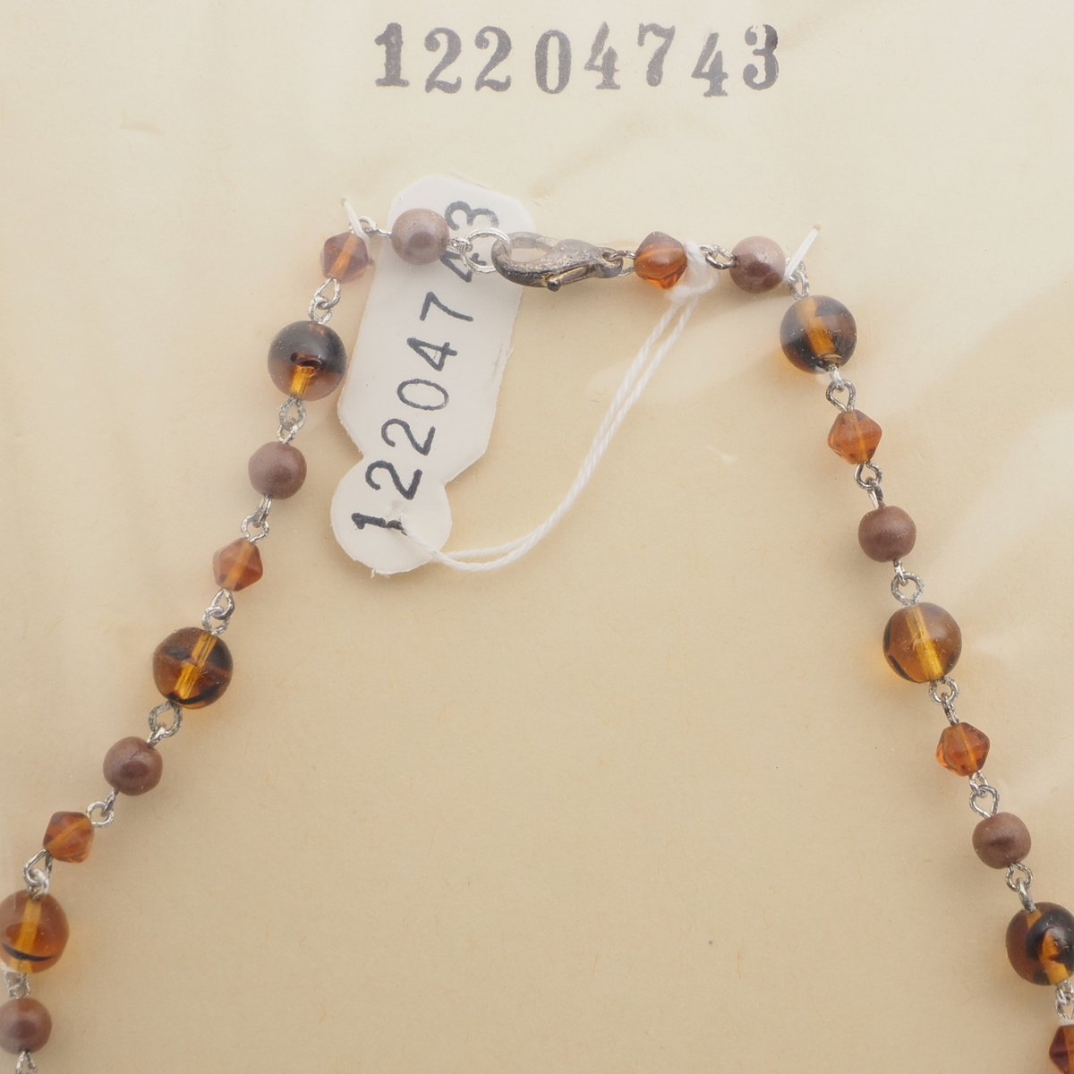Vintage Czech silver chain link necklace topaz lustre frost glass beads